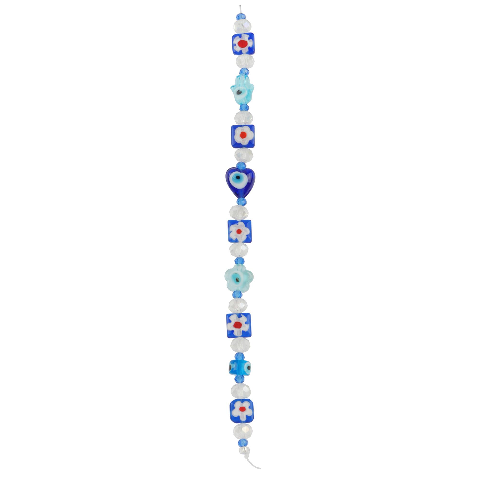 12 Pack: Blue Evil Eye Lampwork Glass Bead Mix by Bead Landing™
